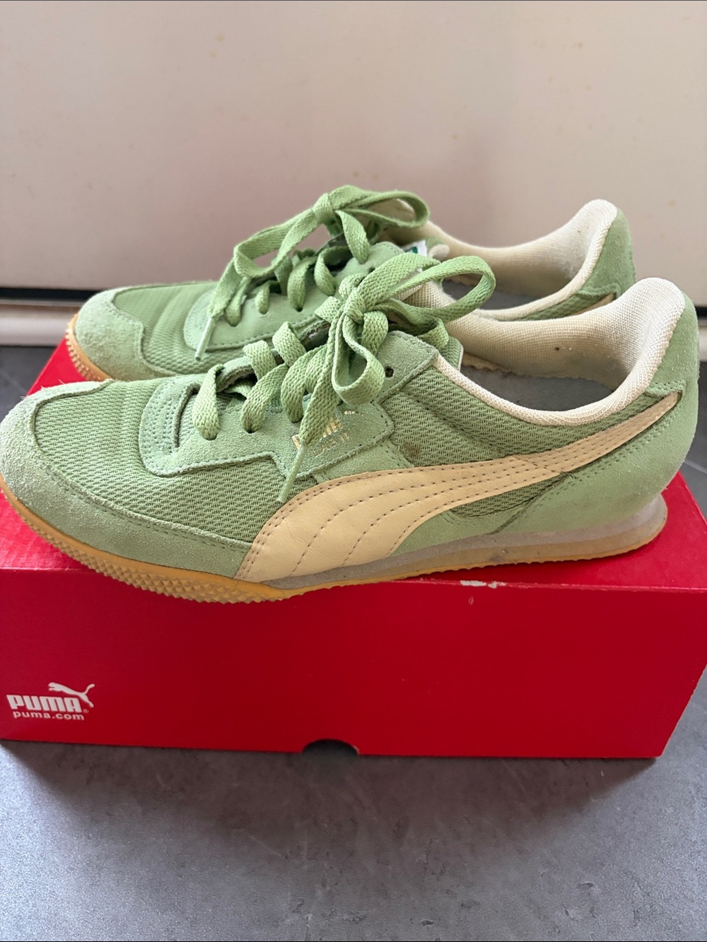 Green Suede Pumas